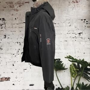 OPPENHEIMER,Arctic expedition,black, bomber style parka,faux fur hood, size L